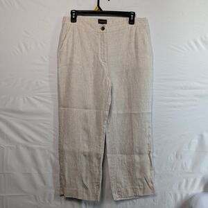 Talbots Petites 6P Oatmeal Linen Capris Cropped Pants Resortwear Business Casual